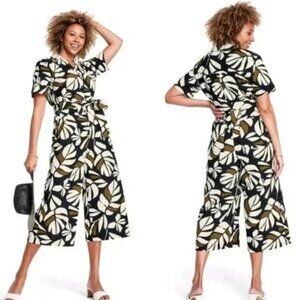 NWOT Tabitha Brown Leaf Print Cropped Jumpsuit XS